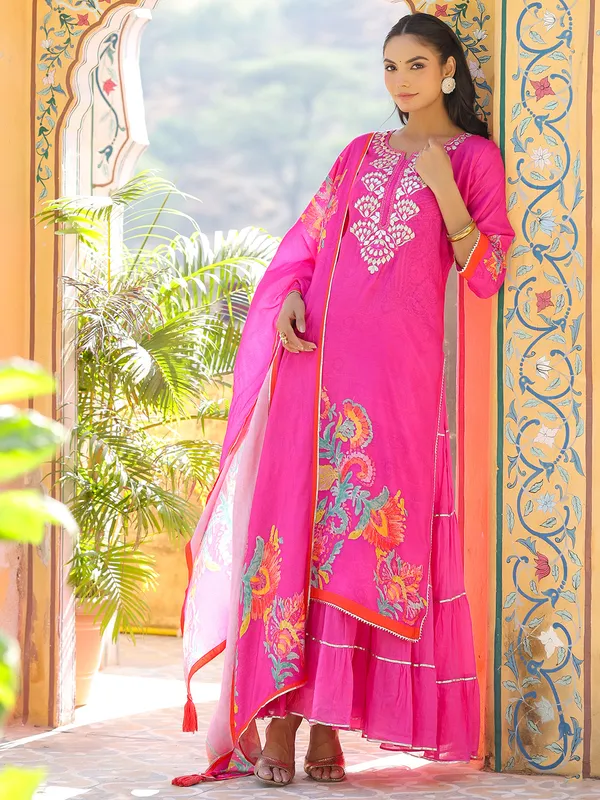 Newest rani color printed silk kurti