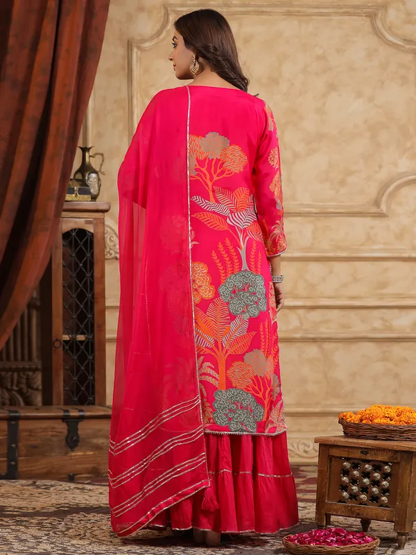 Newest rani color silk printed kurti