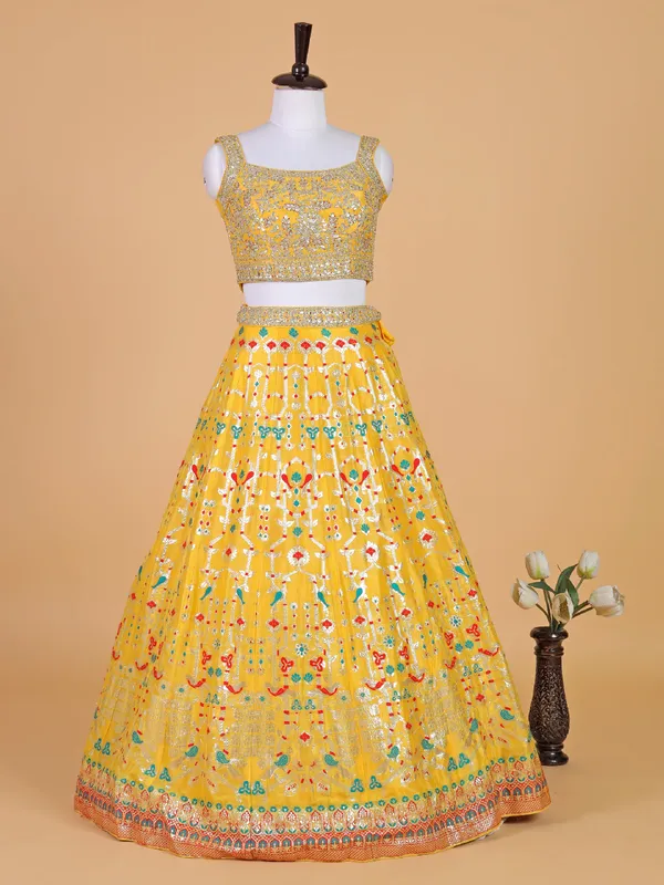 Newest raw silk lehenga choli in yellow