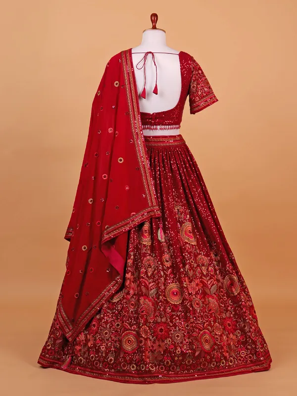 Newest red georgette lehenga choli for wedding