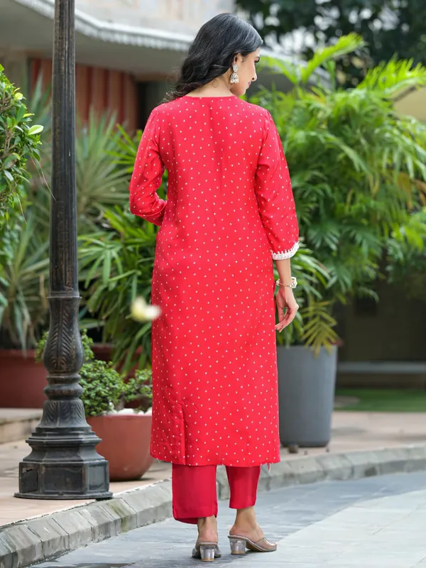 Newest red kurti set in silk