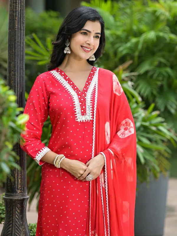 Newest red kurti set in silk