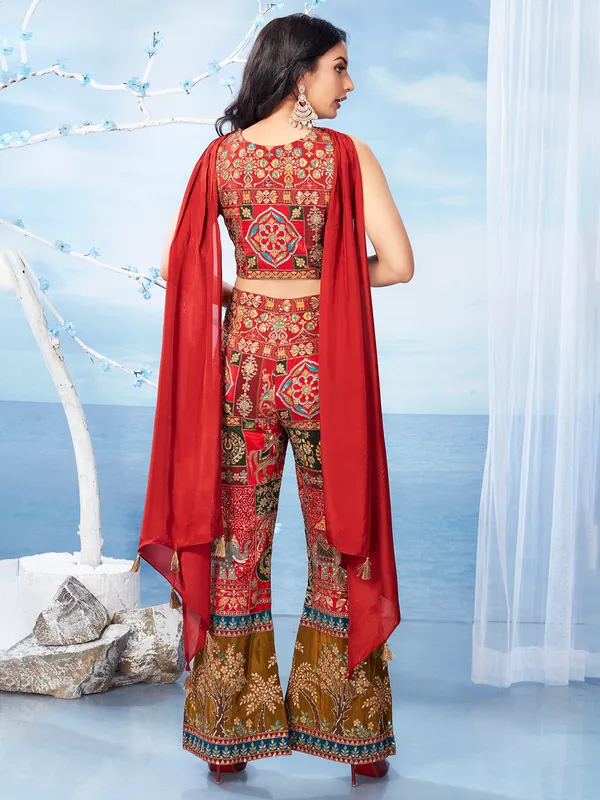 Newest red silk palazzo salwar suit for wedding