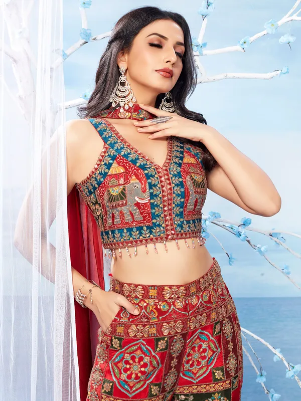 Newest red silk palazzo salwar suit for wedding
