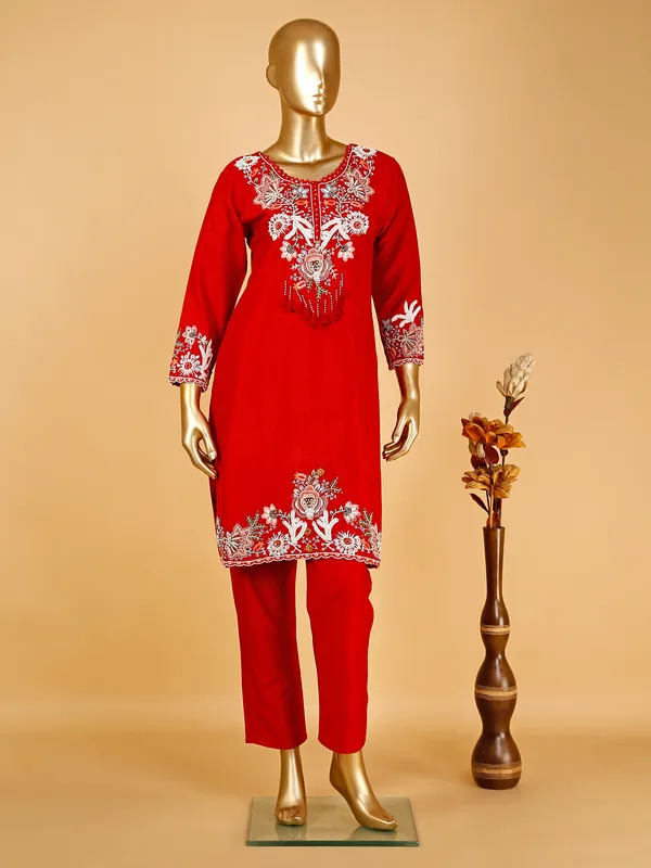 Newest red silk salwar suit