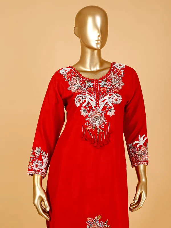 Newest red silk salwar suit