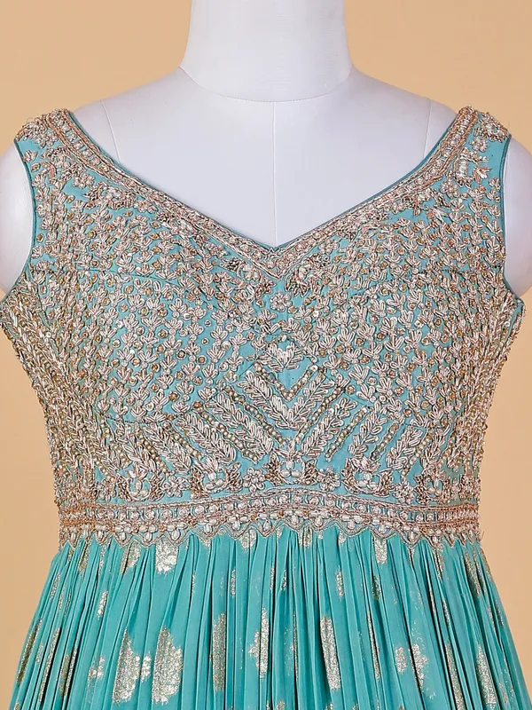 Newest sea green georgette anarkali suit