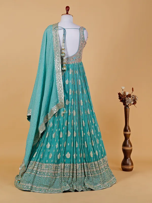 Newest sea green georgette anarkali suit