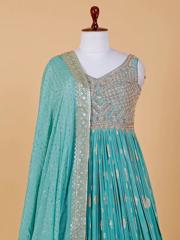Newest sea green georgette anarkali suit