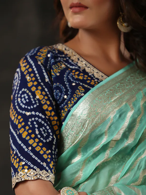 Newest sea green georgette saree