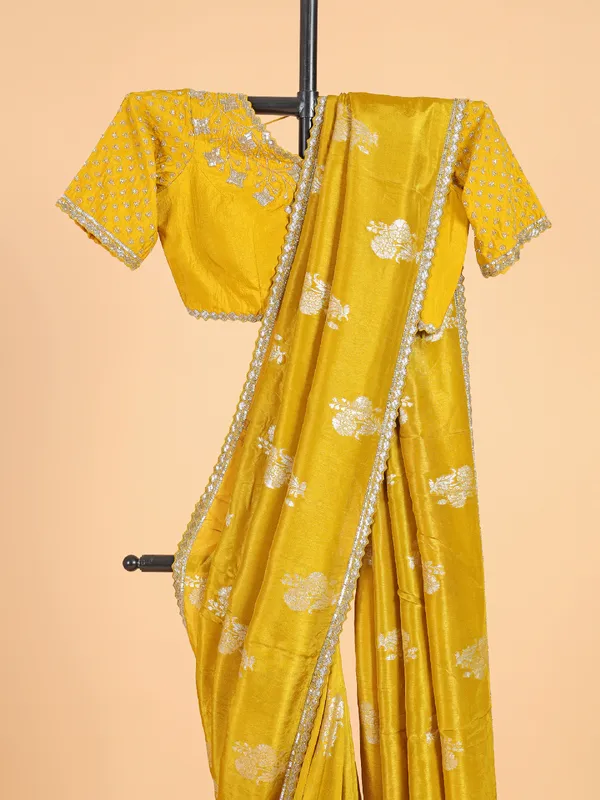 Newest silk musterd yellow saree