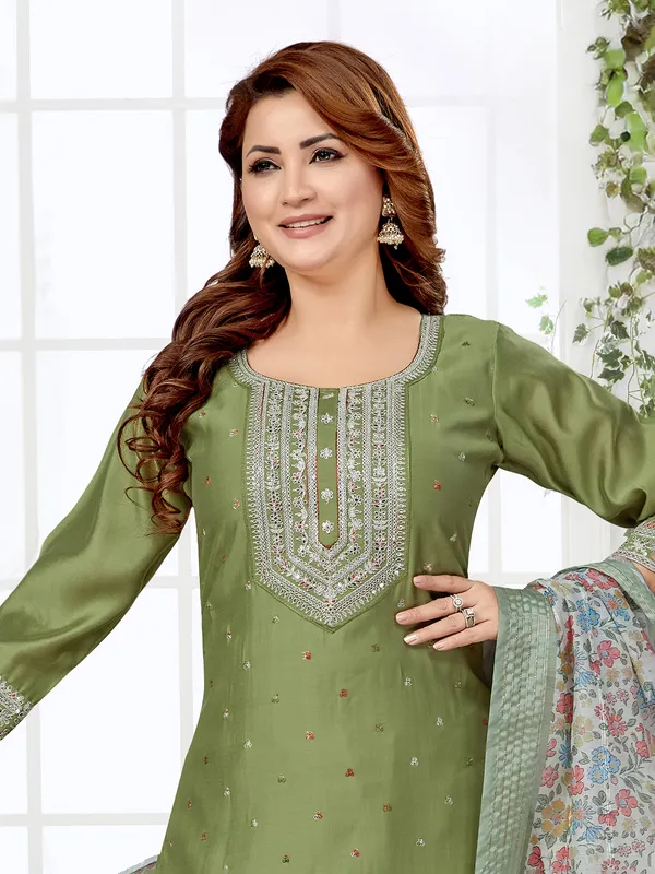 Newest silk olive salwar suit