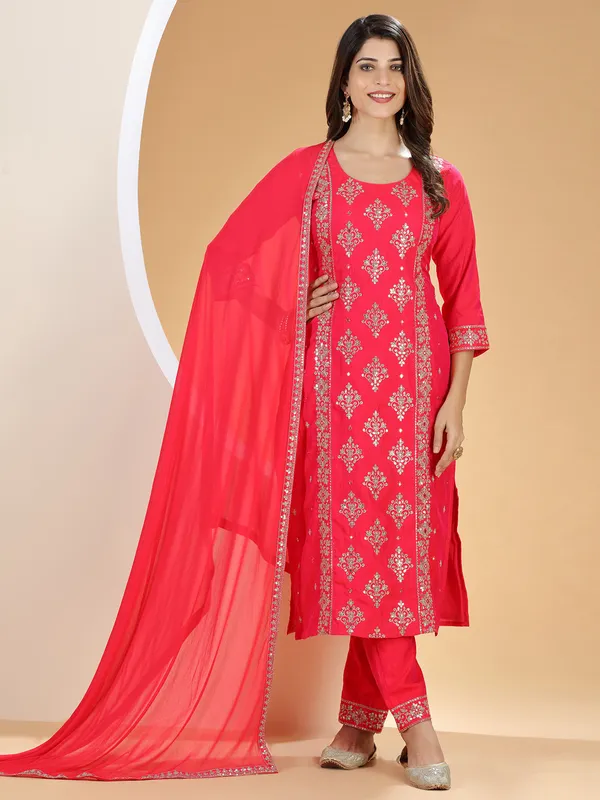 Newest silk salwar suit in red