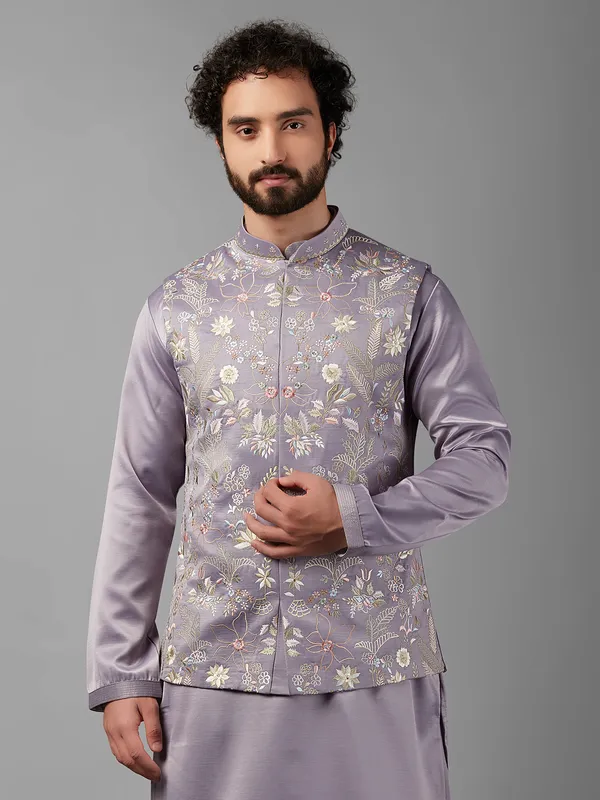 Newest stone blue silk waistcoat set