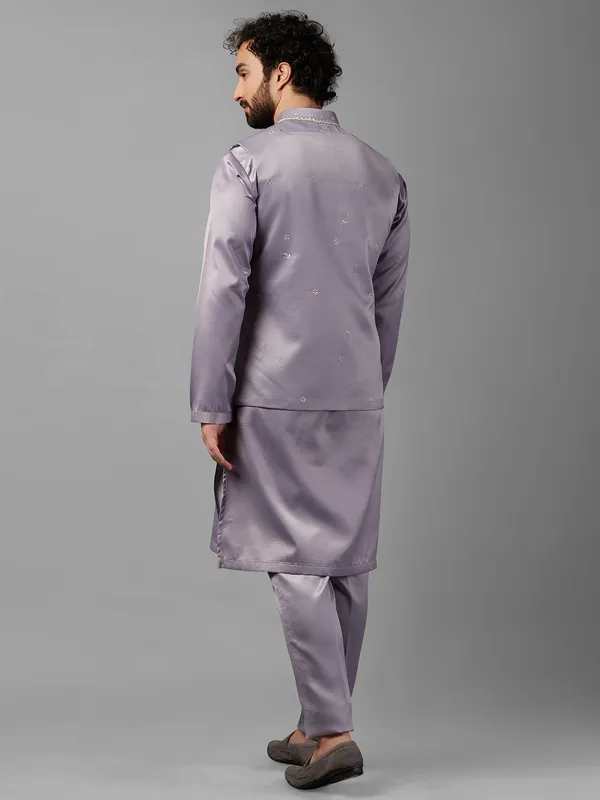 Newest stone blue silk waistcoat set