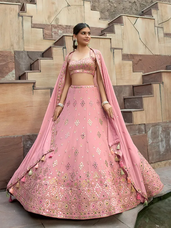 Newest wedding pink lehenga choli in georgette
