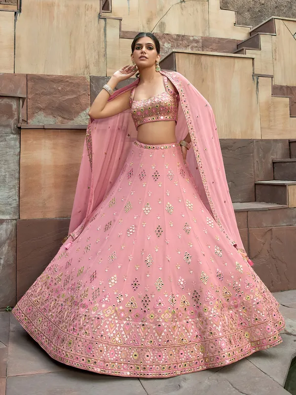 Newest wedding pink lehenga choli in georgette
