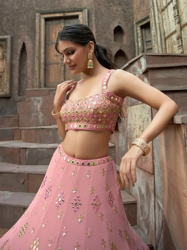 Newest wedding pink lehenga choli in georgette