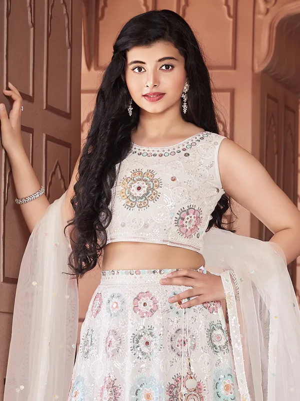 Newest white georgette lehenga choli