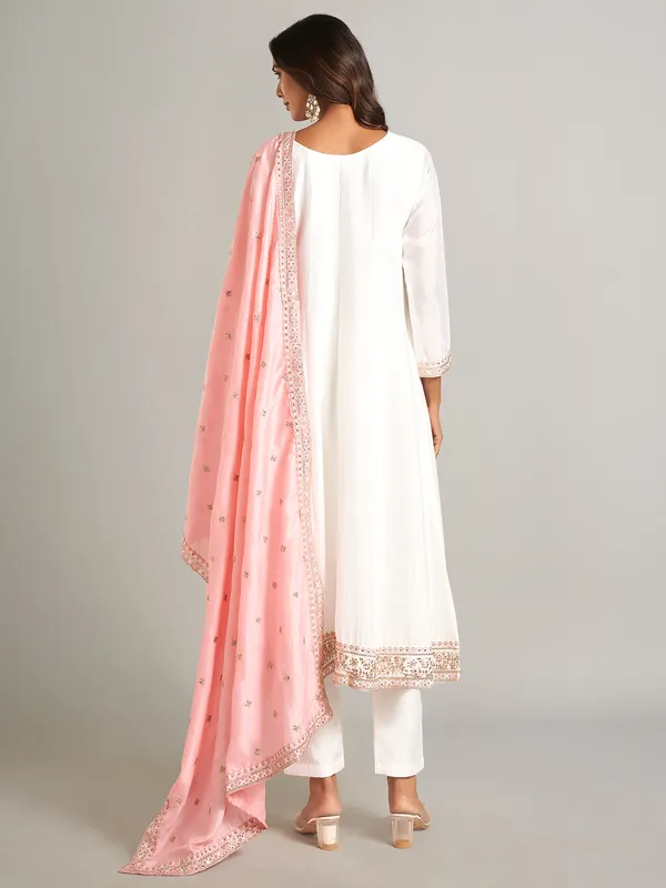 Newest white silk salwar suit for wedding