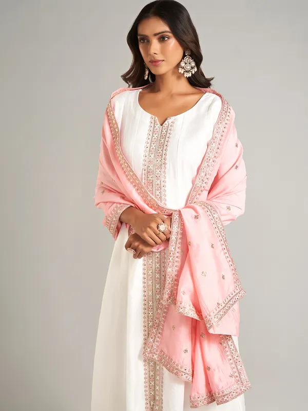 Newest white silk salwar suit for wedding