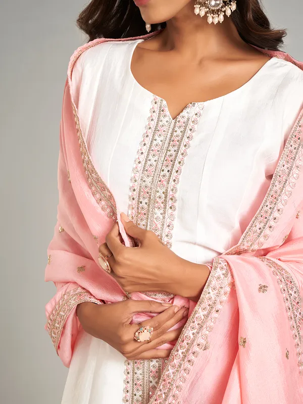 Newest white silk salwar suit for wedding