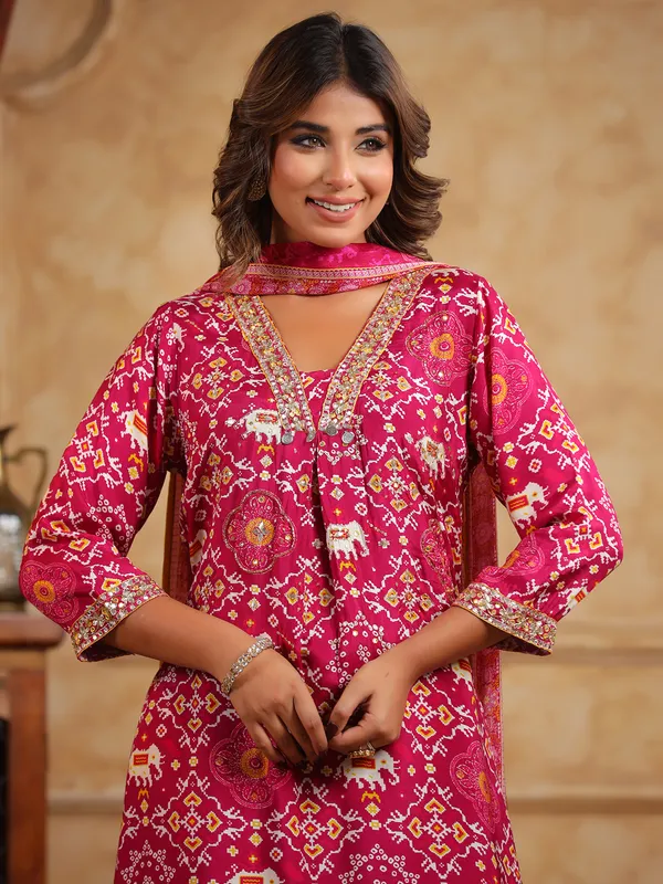 Newest wine silk palazzo kurti set