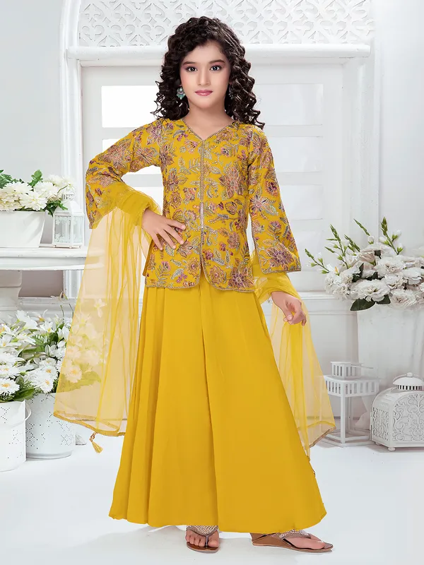 Newest yellow georgette palazzo suit