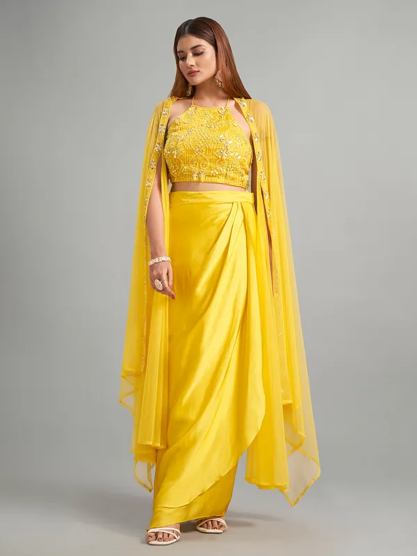Newest yellow silk designer suit