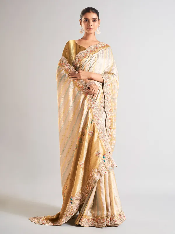 Newest yellow silk saree