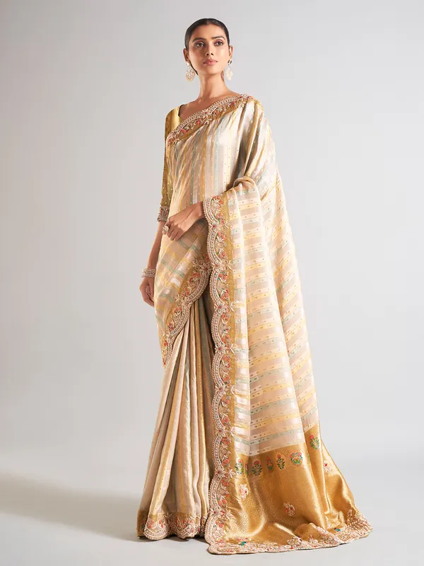 Newest yellow silk saree