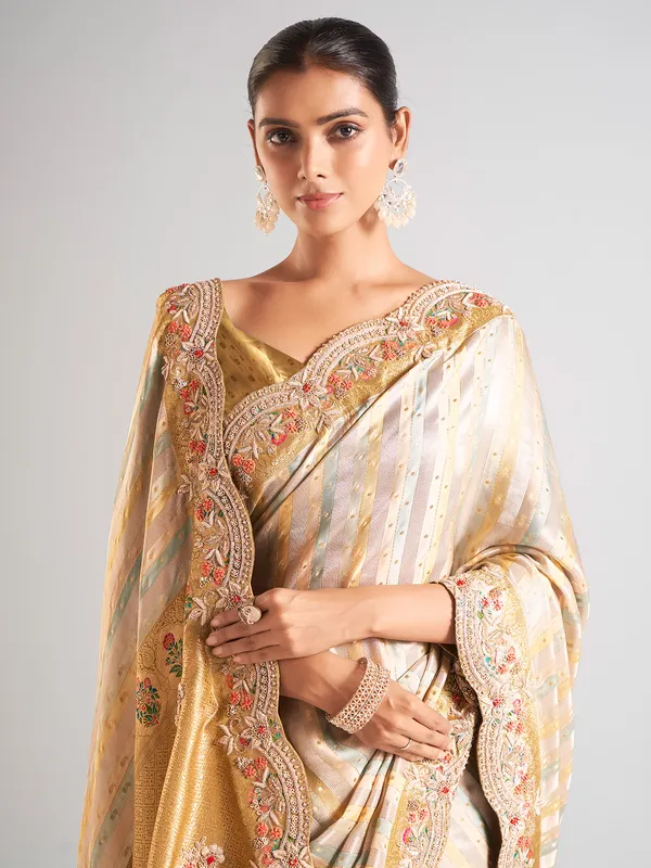 Newest yellow silk saree
