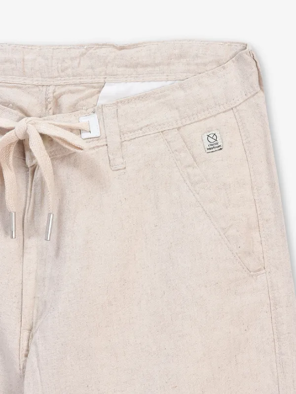 NOSTRUM classic solid beige cotton trackpant