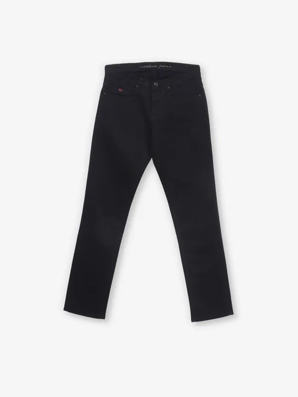 NOSTRUM classy solid black slim fit denim