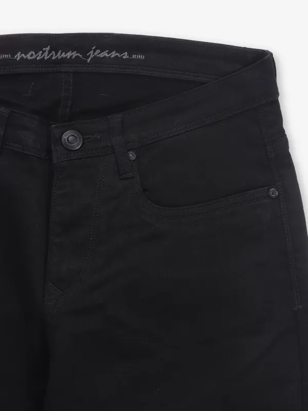 NOSTRUM classy solid black slim fit denim