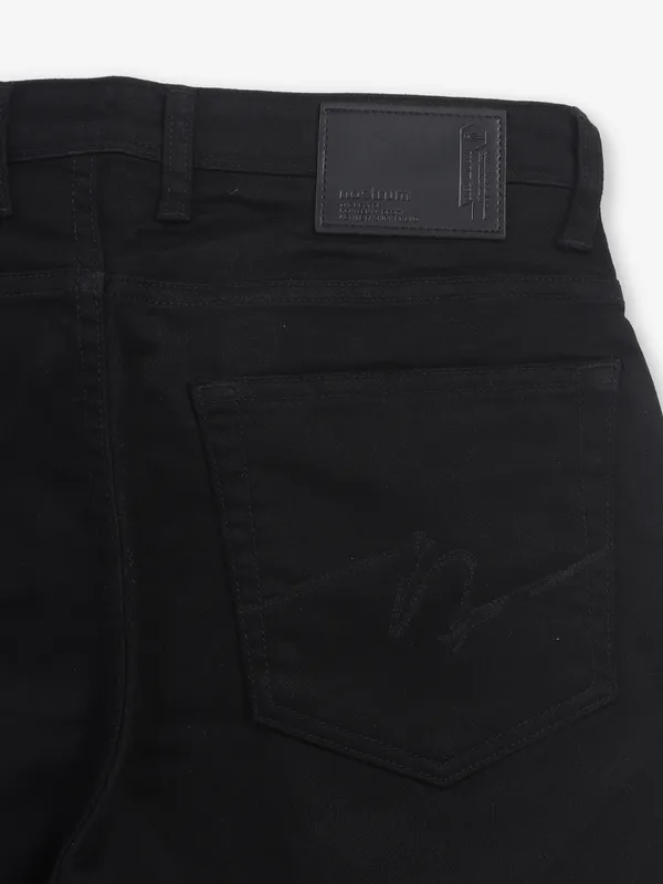 NOSTRUM classy solid black slim fit denim
