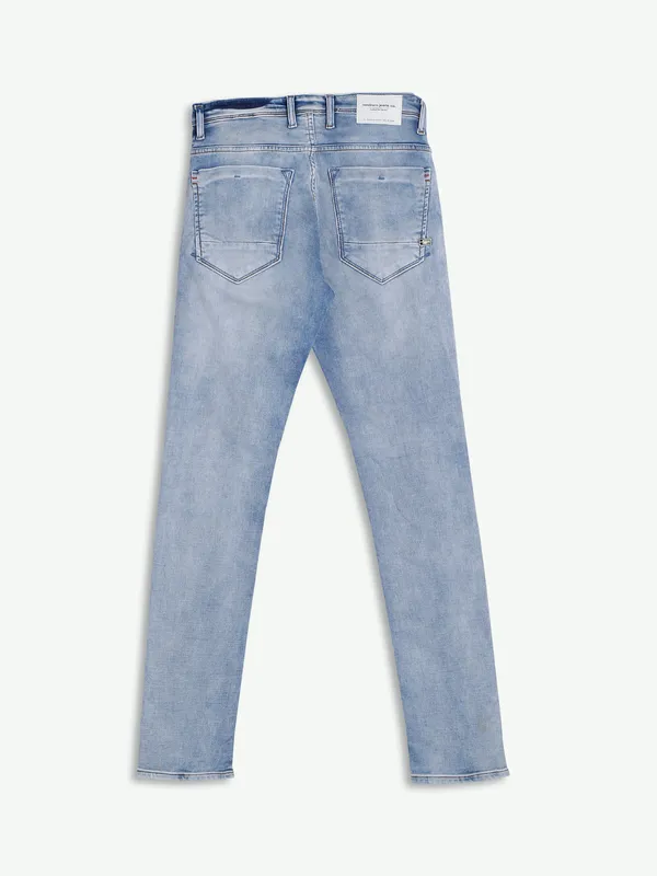Nostrum sky blue slim fit washed jeans