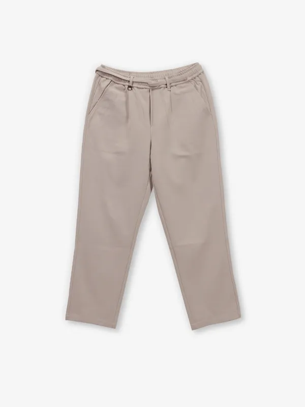 NOSTRUM solid beige cotom trouser