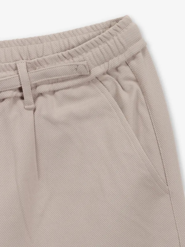 NOSTRUM solid beige cotom trouser