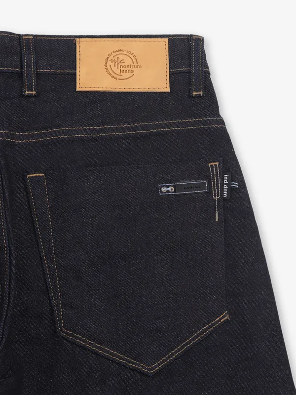 NOSTRUM solid black denim jeans for men