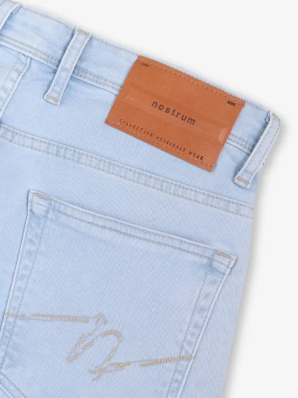 NOSTRUM solid light blue slim fit denim for men