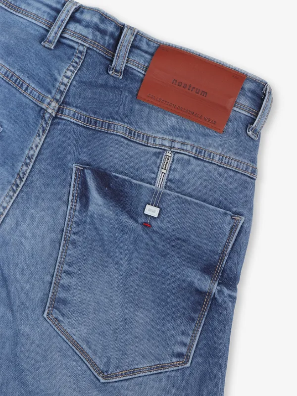 NOSTRUM washed blue denim slim fit mens jeans