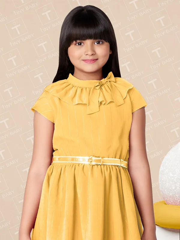 Ochre yellow georgette girl casual frock