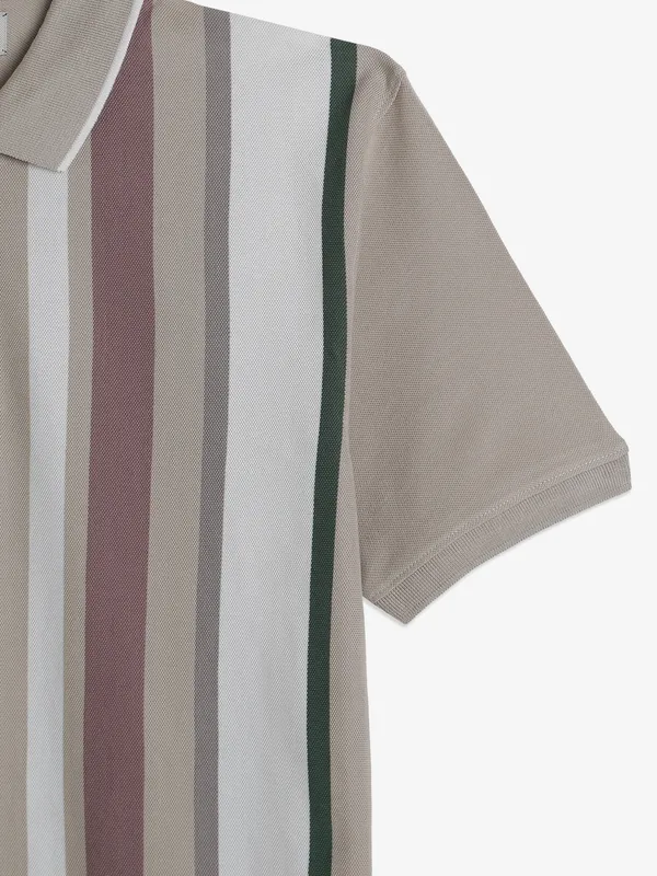 OCTAVE beige stripe cotton t-shirt