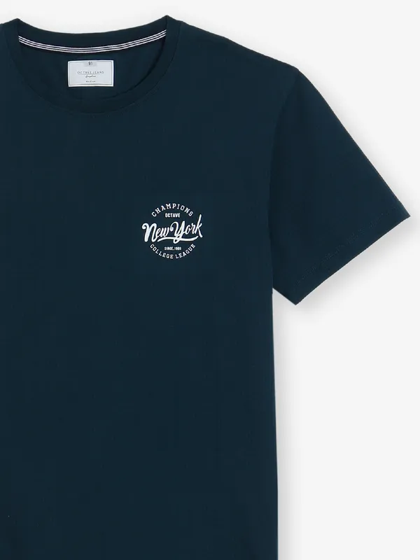 OCTAVE blue color block cotton t-shirt