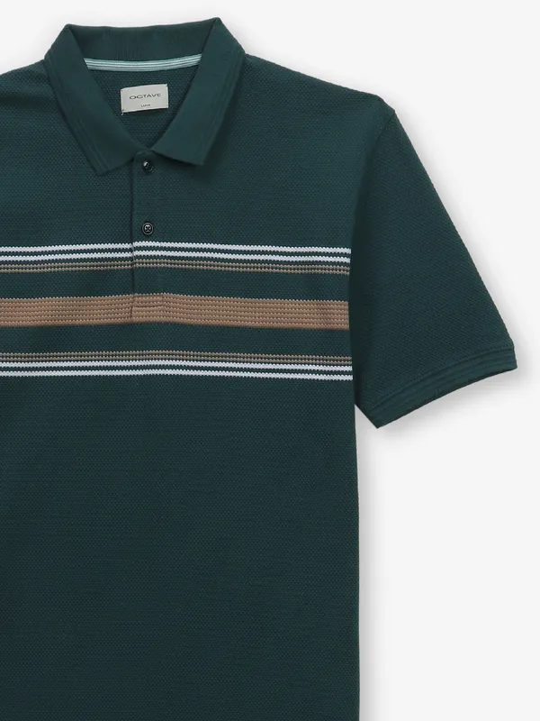 OCTAVE bottle green cotton polo t-shirt