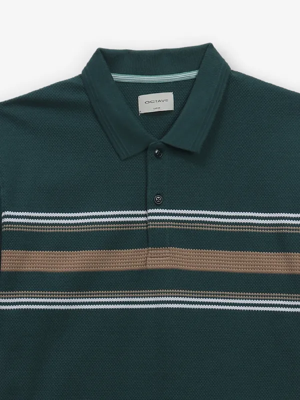 OCTAVE bottle green cotton polo t-shirt