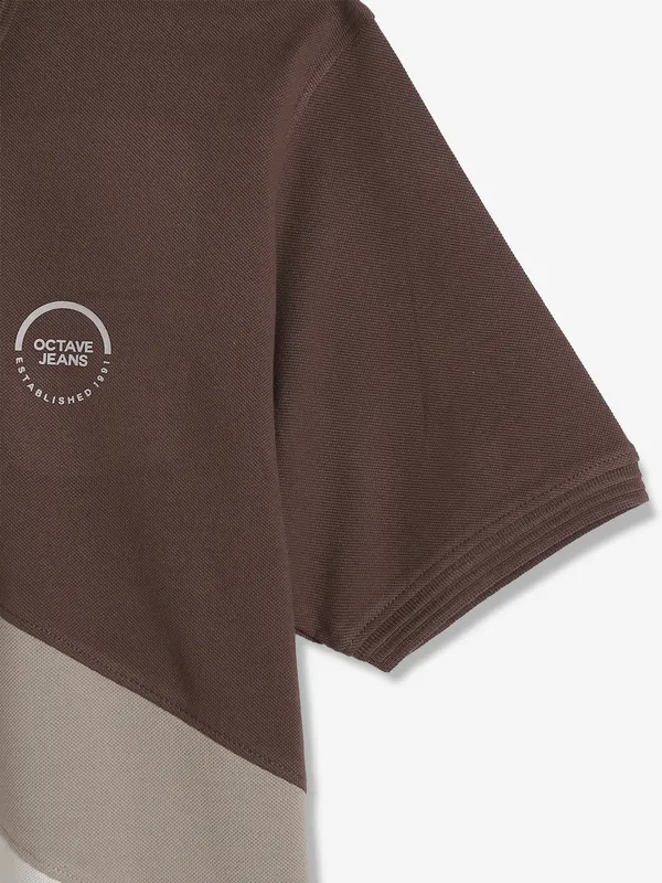 OCTAVE brown color block t-shirt