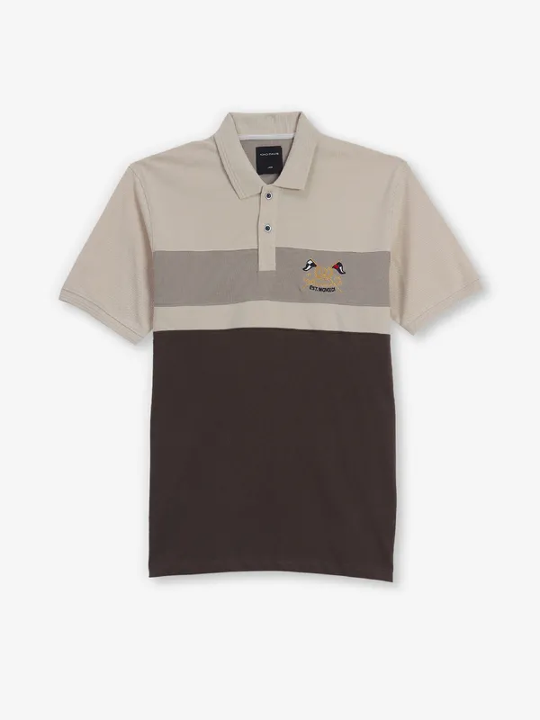 OCTAVE color block beige polo t-shirt