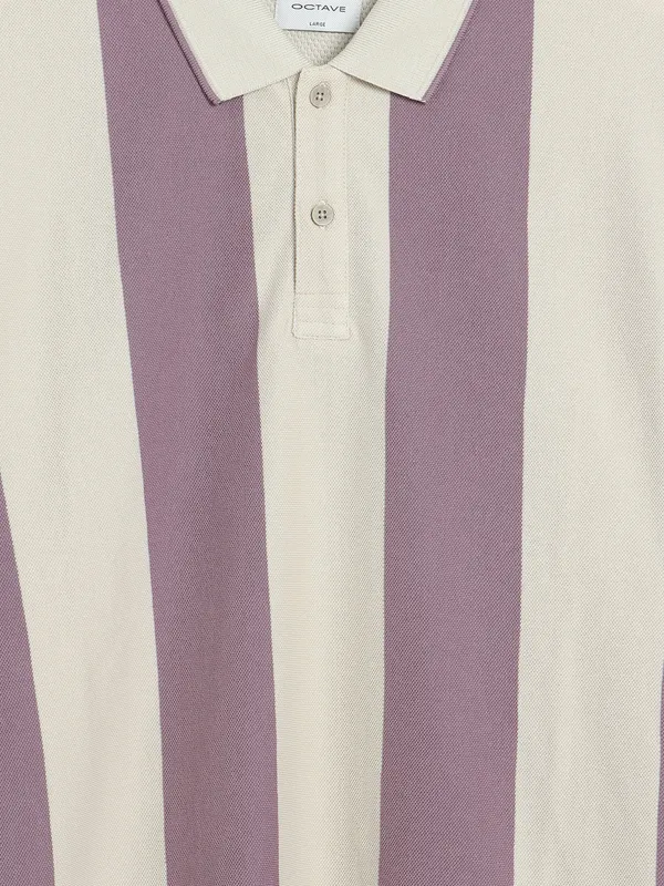 Octave cotton cream and purple stripe t-shirt